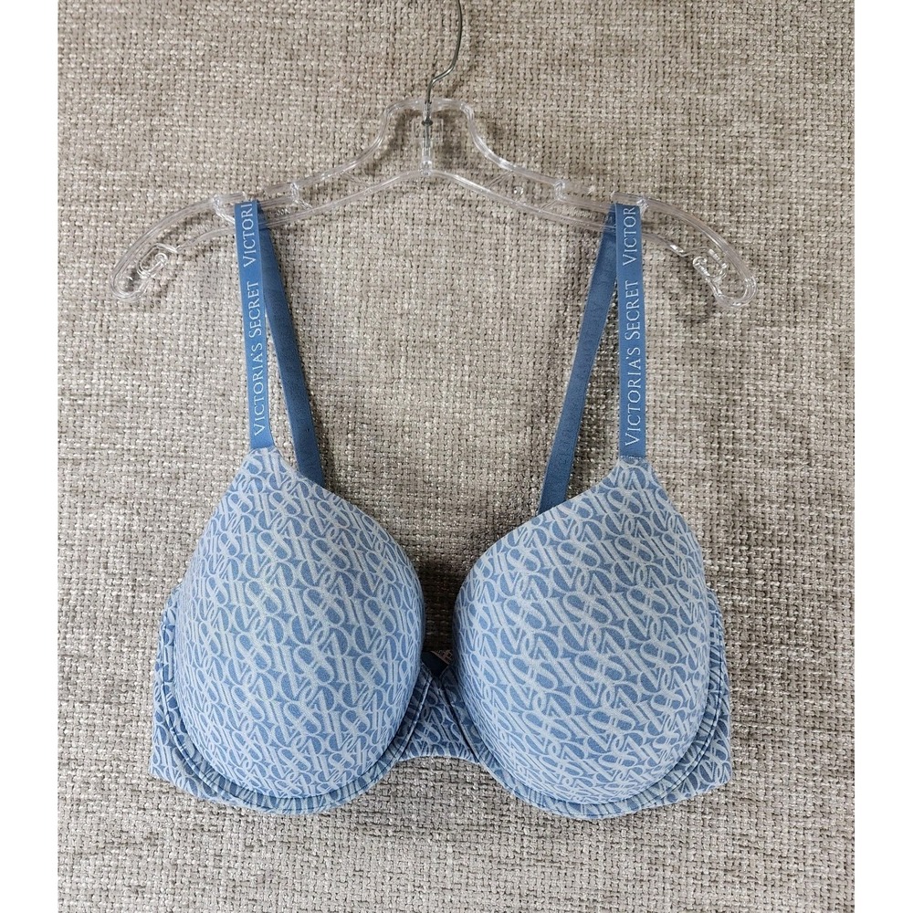Victorias Secret T Shirt Push Up Full Coverage Bra Womens 38DDD Blue Convertible